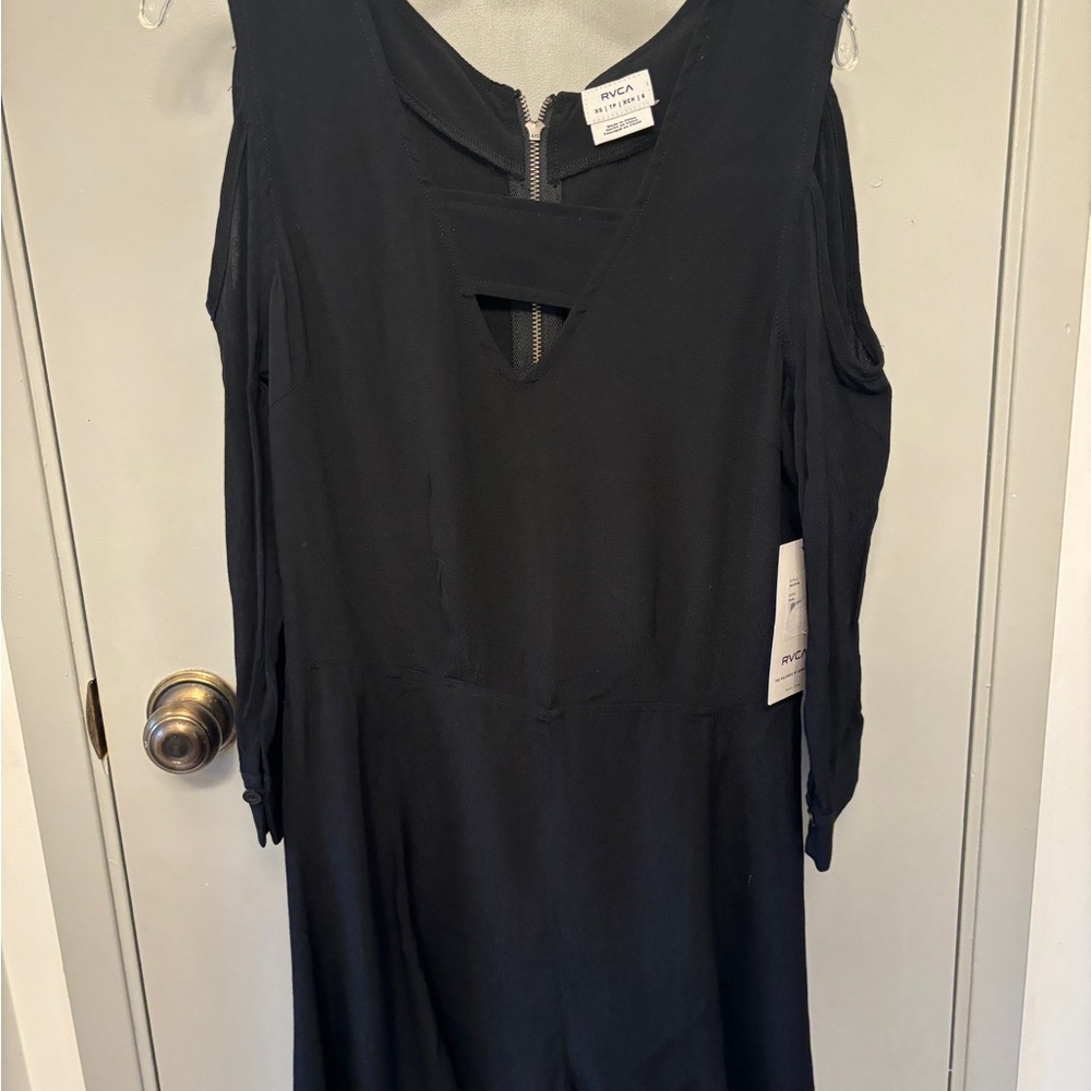 RVCA Black Sheath Dress Cold Shoulder Sleeveless